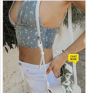 Chambray Floral Cropped Cami